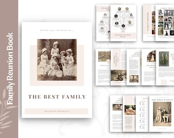 Family Reunion Booklet Editable Template | Canva Template | iPad Mac PC | Simple clean elegant design