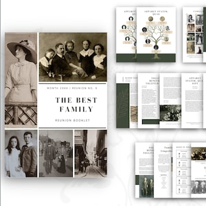 Family Reunion Booklet Editable Template | Canva Template | iPad Mac PC |  Simple clean vintage design