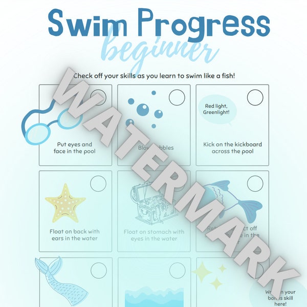 Swim Lesson Progress Tracker, Beginner Swimming Skills