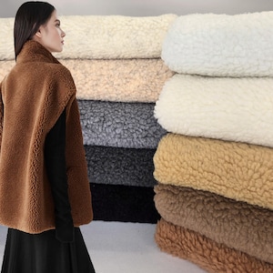 Sherpa Faux Fur Fabric, Heavy Duty Sheepskin - Jackets n Upholstery, Winter Coat for Blankets & Pillows, 60" Wide by Yard/ Half-yard/Sample