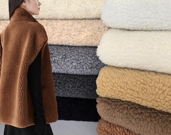 Sherpa Faux Fur Fabric, Heavy Duty Sheepskin - Jackets n Upholstery, Winter Coat for Blankets & Pillows, 60" Wide by Yard/ Half-yard/Sample