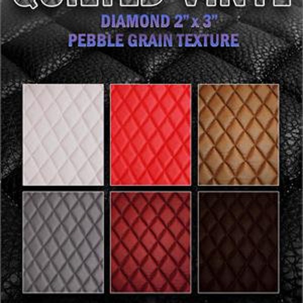 Vinyl Grain Texture Quilted Foam Fabric 2"x3" Diamond With 3/8" Foam Backing Upholstery 52" Wide Sold by the yard automotive headliner seat