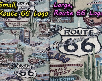 Highway ROUTE 66, Classic Retro TAPESTRY Fabric - Motel, Diner, Gas Station Theme Ideal for Tote Bags, Accent Pillows, Upholstery, Curtains