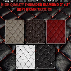 Vinyl Soft Grain Thread Quilted Foam Fabric with3/8" Foam Backing Upholstery 52" Wide SoldbyTheYard 2tone Diamond 2"x3" automotive headliner