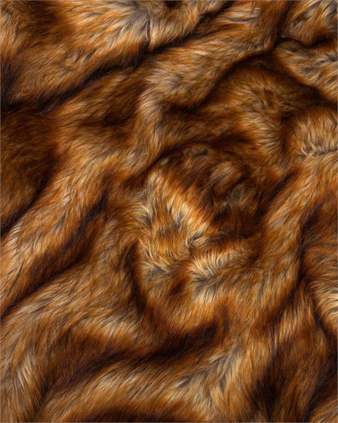 Faux Animal Fur Fabric RED BEAR Long Pile 1400gram Heavy 58