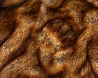 Faux Animal Fur Fabric RED BEAR Long Pile 1400gram Heavy 58" Wide Plush, Easy to sew, Fashion Fursuit Costume - by Yard/Half-Yard/Sample