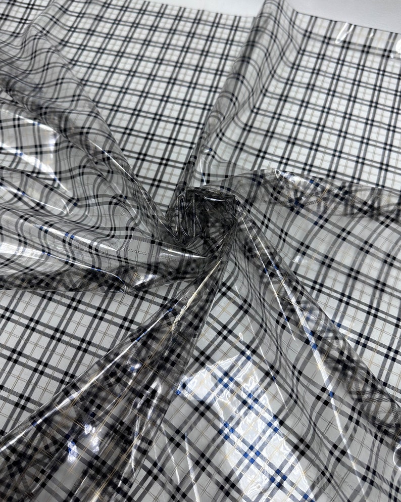 TRANSPARENT Vinyl TPU Plaid Print Waterproof .15mm Flexible Clear ...