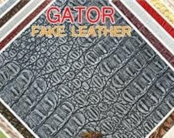 Vinyl Fabric Crocodile embossed Gator Alligator Fake Leather Motorcycle Boats Automotive seat wallcover Upholstery 54"Wide Sold by the Yard