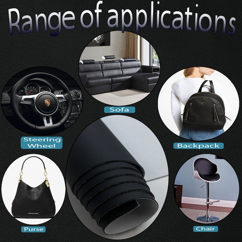 Black Flex Automotive Vinyl 2-Way Stretch (32oz per Yard) PU Faux Leather Fabric, UV Protected, Ideal for General Upholstery, Seats, Dash image 5
