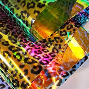 Hologram Transparent Leopard Print Plastic Vinyl Fabric 54&quot; Wide, Cosplay, costume designers, fashion, table runners, decor, accessories
