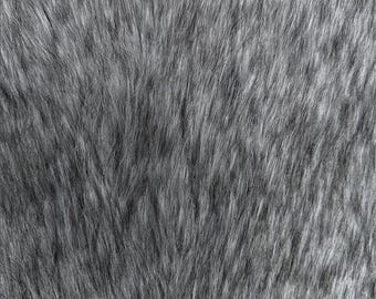 Faux Animal Fur Fabric GRAY WOLF Long Pile 1400gram Heavy 58" Wide Plush, Warm Soft Coat, Fashion Fursuit Costume Sold by Continuous Yard