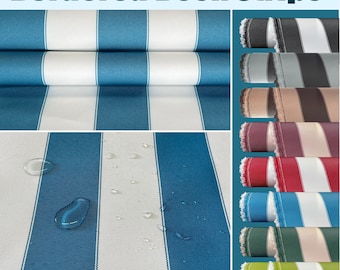 Waterproof Outdoor Canvas Bordered STRIPES 60" Wide Fabric for Outdoor Cushions, Upholstery Boat Seats, Patio Tent, RV Camp -Yard/Sample