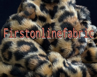 Fausse fourrure animale, poils courts 58 po. de large, tissu intégral, peluche, manteau doux et chaud, costume de fursuit tendance - Vendu par mètre continu (fourrure de léopard)