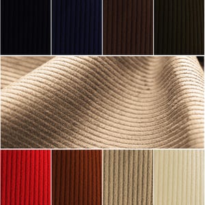 Corduroy Fabric 8 Wale Apparel 290-300GSM Solid Color by Continuous Yard 58&quot; W 100% Cotton Egyptian Yarn Stripe Texture Soft Trouser Coat