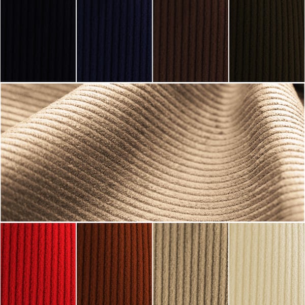 Corduroy Fabric 8 Wale Apparel 290-300GSM Solid Color 58" Wide 100% Cotton Egyptian Yarn Striped soft structured Trouser Coat -Yard/Sample