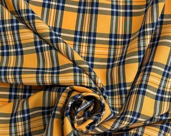 YELLOW  100% Polyester Plaid Poplin Weave 58" Wide Fabric Wrinkle Resistant Non-Stretch Sold by the Yard - Tablecloths, Catering Linens