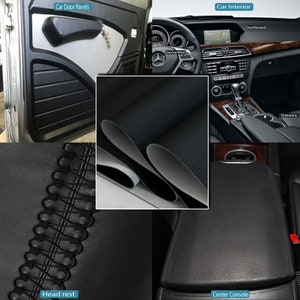 Black Flex Automotive Vinyl 2-Way Stretch (32oz per Yard) PU Faux Leather Fabric, UV Protected, Ideal for General Upholstery, Seats, Dash image 2