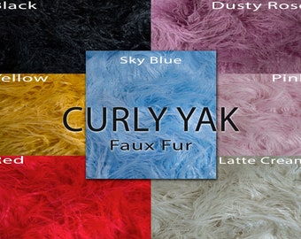 Faux Fake CURLY Yak FUR 3.5" LONG Pile Japanese Fire Retardant Yarn 2.3oz Per Yard / Craft, Sewing Cosplay 58" Wide Sold by Continuous Yard