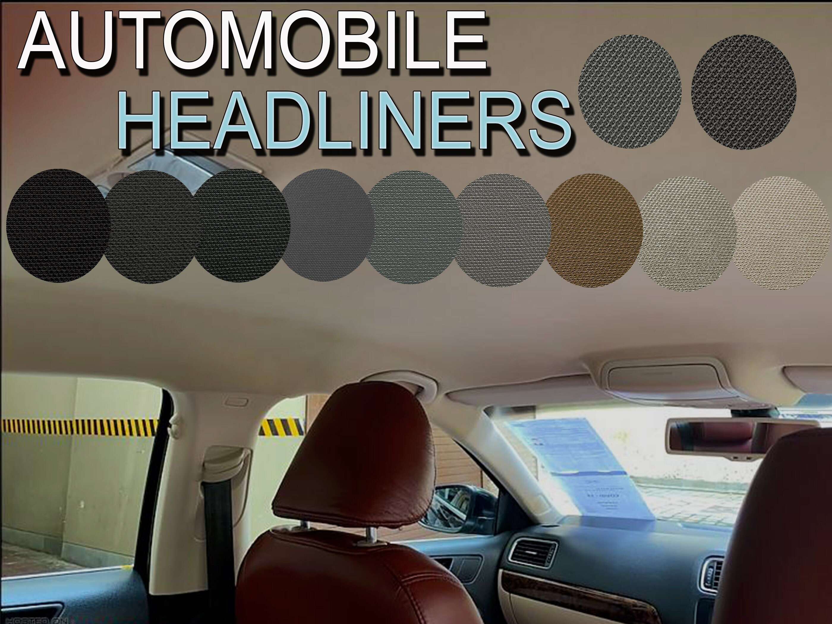 Charcoal Black Faux Suede Automotive Headliner, Foam-Backed, 1/8 Thick, 54 Wide, Bag Stabilizer / Sew Foam