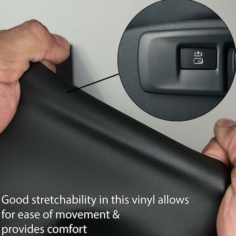 Black Flex Automotive Vinyl 2-Way Stretch (32oz per Yard) PU Faux Leather Fabric, UV Protected, Ideal for General Upholstery, Seats, Dash image 6