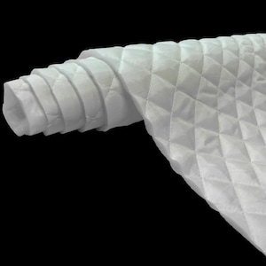 WHITE Polyester Quilted Batting Fabric 58" Wide Padded 2x2 Quilted Diamond for Vests, Light Upholstery, Sewing Projects, Jacket Liner Fabric