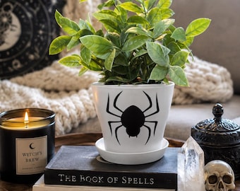 Spider Halloween Planter Pot | Spooky Spider Planter | Halloween Decor | Spooky Indoor Planter | Witchy Home Decor | Small Succulent Pot