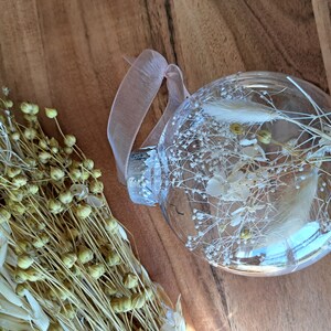 Dried Floral Boho Plastic Disc Christmas Ornament