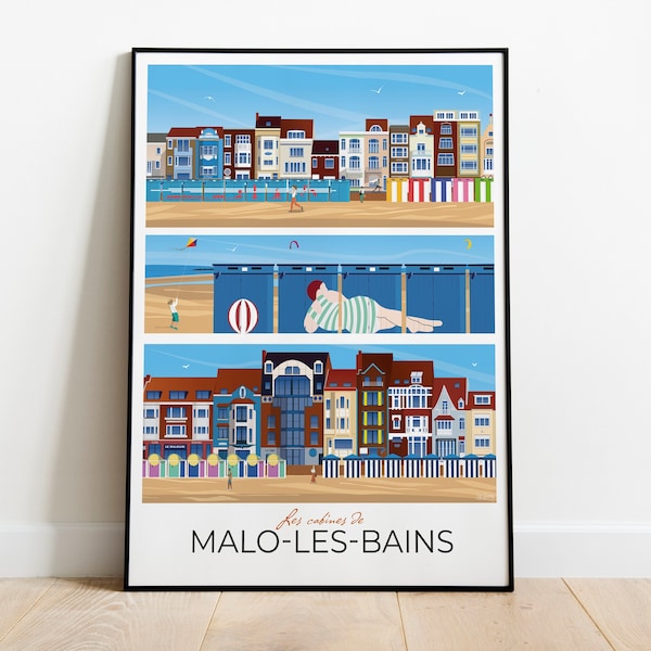 Affiche Malo Les Bains - Les Cabines de Plage