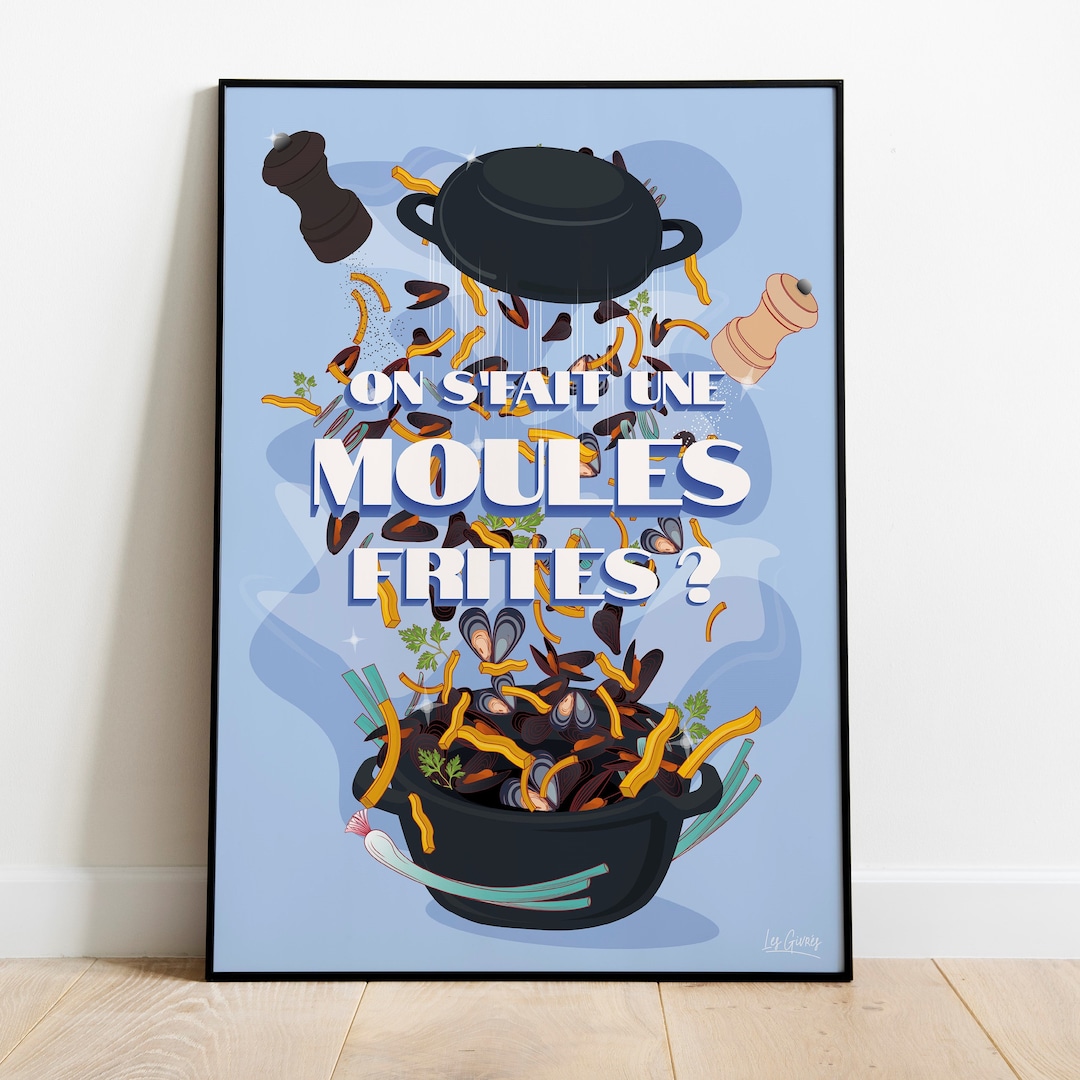 Affiche Les Moules Frites Poster Les Moules Frites Les Etsy France