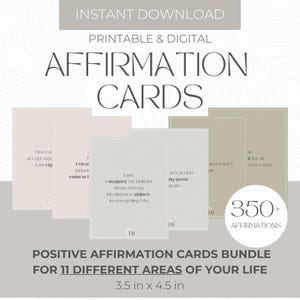 Neutral Affirmation Cards Bundle Printable, Minimal Affirmation Deck, Manifestation Cards, Law of Attraction, Positive Affirmation Cards