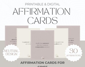 Affirmation Cards For Grief Printable, Sympathy Affirmation Deck, Mourning, Healing Cards, Grief Support and comfort Gift, Bereavement Gifts