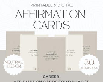Career Affirmation Cards Printable, Minimal Affirmation Deck, Neutral Manifestation Cards, Law of Attraction, Positive Affirmations