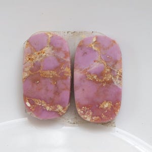 Rare Pink Phosphosiderite Pair Cabochon, Natural High Quality Pink Phosphosiderite Stone, Designer Phosphosiderite Matched Pair Stone #10647