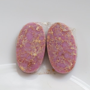 Rare Pink Phosphosiderite Pair Cabochon, Natural High Quality Pink Phosphosiderite Stone, Designer Phosphosiderite Matched Pair Stone #10660