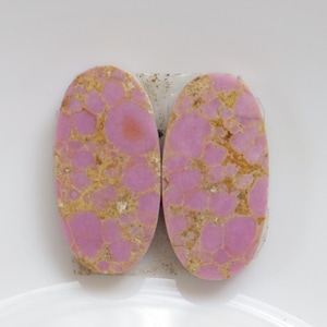 Rare Pink Phosphosiderite Pair Cabochon, Natural High Quality Pink Phosphosiderite Stone, Designer Phosphosiderite Matched Pair Stone #10648