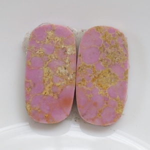 Rare Pink Phosphosiderite Pair Cabochon, Natural High Quality Pink Phosphosiderite Stone, Designer Phosphosiderite Matched Pair Stone #10637