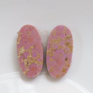 Rare Pink Phosphosiderite Pair Cabochon, Natural High Quality Pink Phosphosiderite Stone, Designer Phosphosiderite Matched Pair Stone #10644