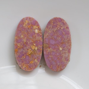 Rare Pink Phosphosiderite Pair Cabochon, Natural High Quality Pink Phosphosiderite Stone, Designer Phosphosiderite Matched Pair Stone #10651