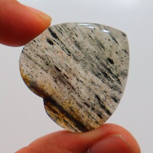Black Dot Quartz Heart Cabochon, Natural Black Dot Quartz Cabochon, Black Dot Quartz Gemstone, Loose Gemstone For Making Jewelry #6485