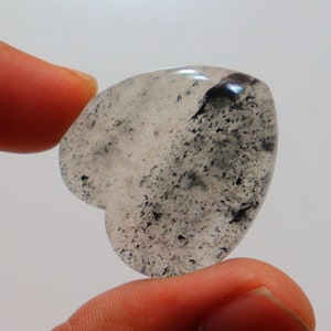 Black Dot Quartz Heart Cabochon, Natural Black Dot Quartz Cabochon, Black Dot Quartz Gemstone, Loose Gemstone For Making Jewelry #6492