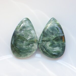 Seraphinite Pair Cabochon, Natural Seraphinite Gemstone For Making Jewelry, Earring Stone, Loose Stone, Seraphinite Pair Cabochon #5706
