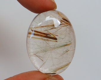 Il migliore!! Cabochon di quarzo rutilato di rame, pietra preziosa naturale di quarzo rutilato di rame per la creazione di gioielli, pietra pendente, pietra sciolta. #5196