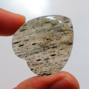 Black Dot Quartz Heart Cabochon, Natural Black Dot Quartz Cabochon, Black Dot Quartz Gemstone, Loose Gemstone For Making Jewelry #6488
