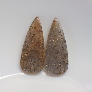 Black Sunstone Pair Cabochon, Natural Black Sunstone Gemstone For Making Jewelry, Earring Stone, Loose Stone, Black Sunstone Crystal #5492