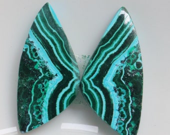 High Quality Chrysocolla Malachite Pair Cabochon, Natural Chrysocolla Malachite Matched Pair Stone, Loose Stone For Jewelry Making #10362