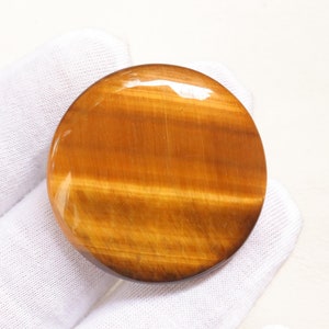 Yellow Tiger Eye Round Cabochon, Natural Yellow Tiger Eye Round Gemstone, Loose Stone For Jewelry Making Tiger, Handmade Gemstone #10470