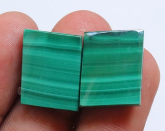 Malachite Matched Pair Cabochon, Natural Malachite Gemstone, African Malachite Gemstone Pair For Jewelry, Malachite Earrings Stone #8728