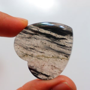 Black Dot Quartz Heart Cabochon, Natural Black Dot Quartz Cabochon, Black Dot Quartz Gemstone, Loose Gemstone For Making Jewelry #6489