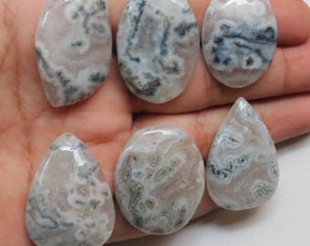 6 pieces lot, Solar Moss Agate Cabochon, Natural Solar Moss Agate Gemstone, Loose Stone For Making Jewelry, Solar Quartz Crystal Stone#10601
