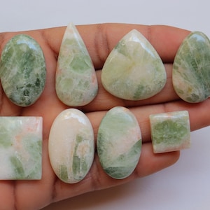 8 Pieces Lot Indian Seraphinite Cabochon, Natural Indian Seraphinite Gemstone, Hand Polish Loose Stone, Jewelry Making Stone #8353